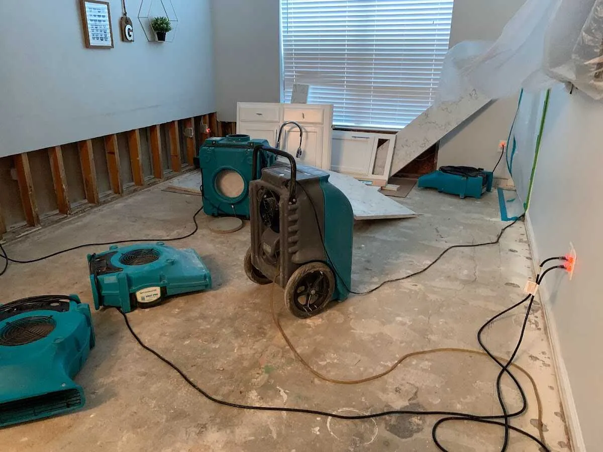 Dehumidifier in flood-cut room for Water Extraction & Removal in Kyle